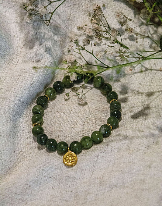 STATERA ┃ Bracelet en Jade et pendentif Fleur de vie