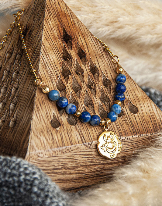 ISIS ┃Bracelet en acier inoxydable et Lapis Lazuli