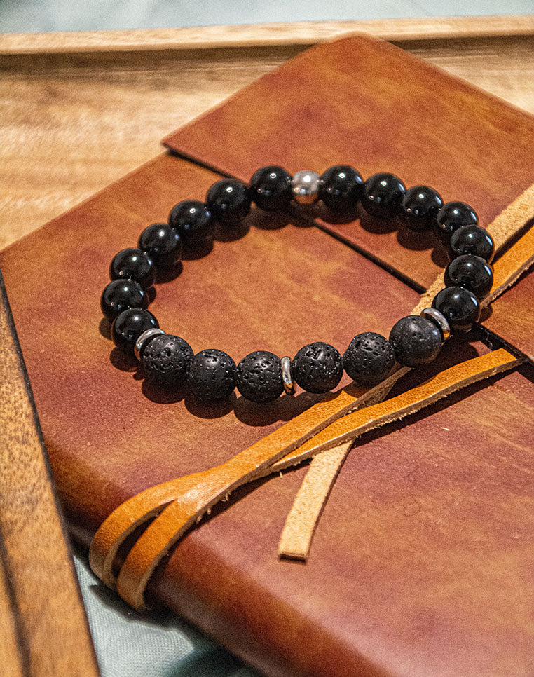 TRARSOS ┃ Bracelet en Onyx et Pierre de Lave