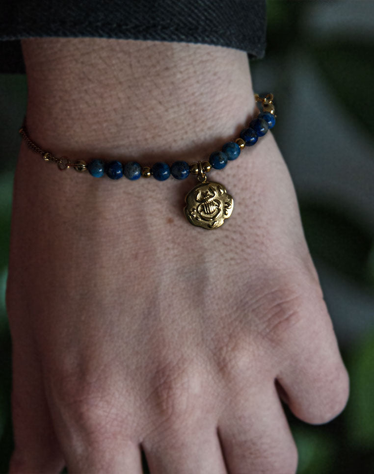 ISIS ┃Bracelet en acier inoxydable et Lapis Lazuli